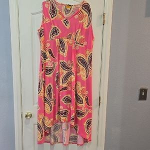 Pink High Low Sundress with Scoop Neck